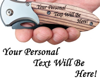 Personalized Pocket Knife: Engraved Pakka Wood Handle Folding Knife