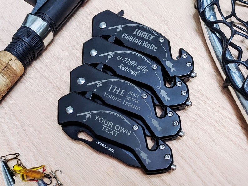 Fisherman gift - Engraved Pocket Knife - Fishing gifts, Personalized Fishermen Folding Knife, Mens Gift, Retirement Gift, Fishing Gift Idea