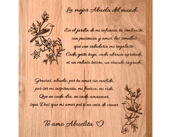 Engraved Spanish Poem Plaque: Sentimental Abuela Gift