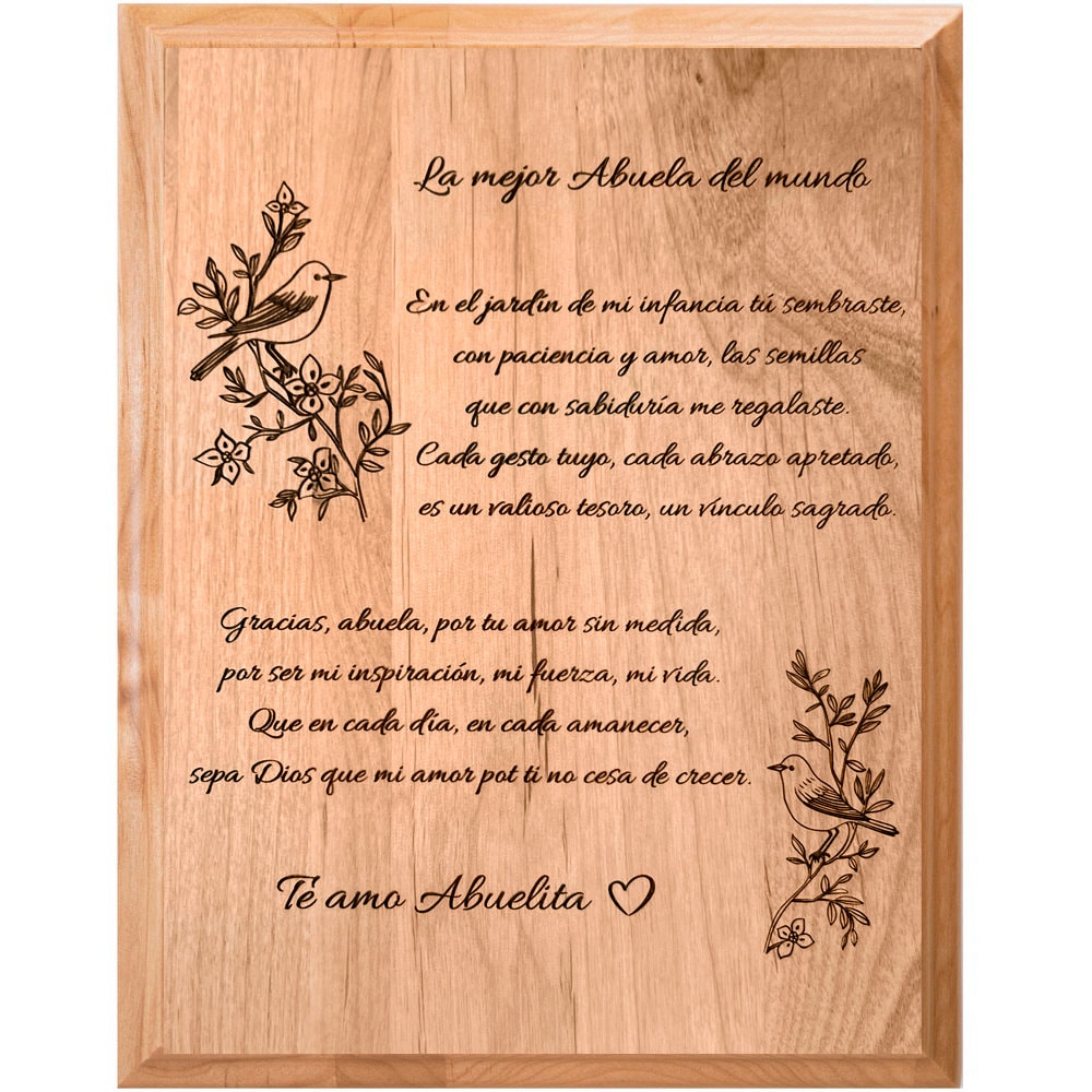 engraved spanish poem plaque: sentimental abuela gift - etsy
