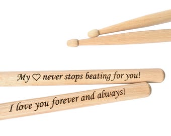 Laser Engraved Hickory Drum Sticks: Personalized Musician Gift