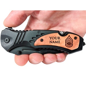 Marine Corps Gifts, USMC Rank Personalized Knife, USMC Graduation Gift, USA Marine Veteran Pocket Knives, Marine Corps Promotion Gift Gunnery Sergeant