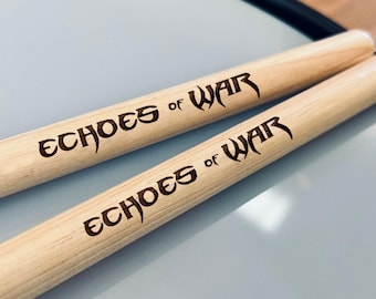 Personalized Hickory Drumsticks: Laser Engraved Band Logo, Music Gift