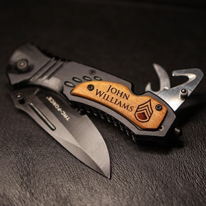 US Army Rank Knife, Personalized Military Christmas Gifts, Police Sergeant Knife Custom Army Veteran Gift Army Retired Gift Deployment Gift