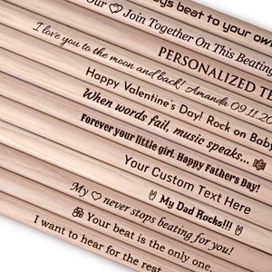 Personalized Drum Sticks - Customized drumsticks - Laser engraved drumsticks - Hickory Wooden Drum Sticks - Gift for Drummer Musician Men