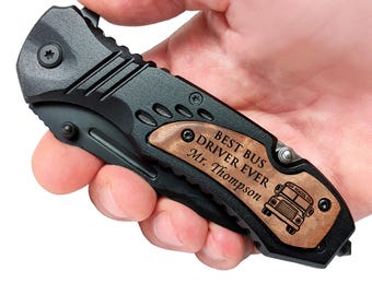 Personalized Bus Driver Pocket Knife: Engraved Appreciation Gift