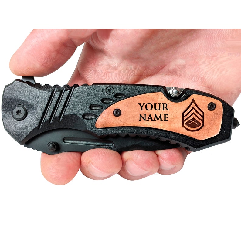 Marine Corps Gifts, USMC Rank Personalized Knife, USMC Graduation Gift, USA Marine Veteran Pocket Knives, Marine Corps Promotion Gift Staff Sergeant