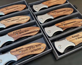 Groomsmen Gifts Sets, Groomsmen Personalized Engraved Knives,  Groomsman Gift Idea, Wedding Party Keepsake, Wedding Favors for Groom's Team