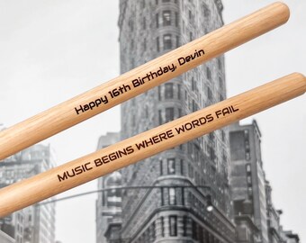 Personalized Engraved Hickory Drumsticks: Musician Gift