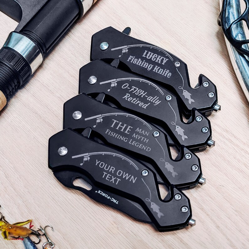 Fisherman gift Engraved Pocket Knife Fishing gifts Etsy