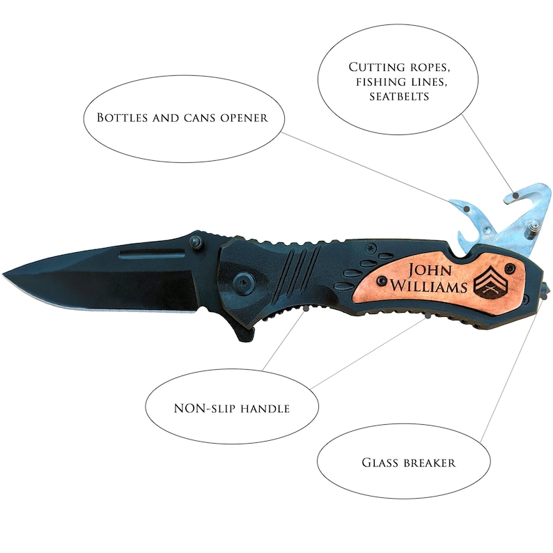 Marine Corps Gifts, USMC Rank Personalized Knife, USMC Graduation Gift, USA Marine Veteran Pocket Knives, Marine Corps Promotion Gift image 3