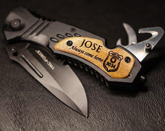 Personalized Police Officer Pocket Knife: Engraved Law Enforcement Gift