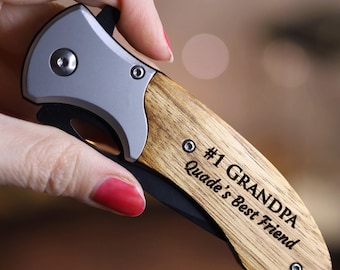 Engraved Pocket Knife Gift for Grandpa – Personalized Grandkids Keepsake