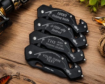 Engraved Fisherman Folding Knife: Personalized Fishing Gift