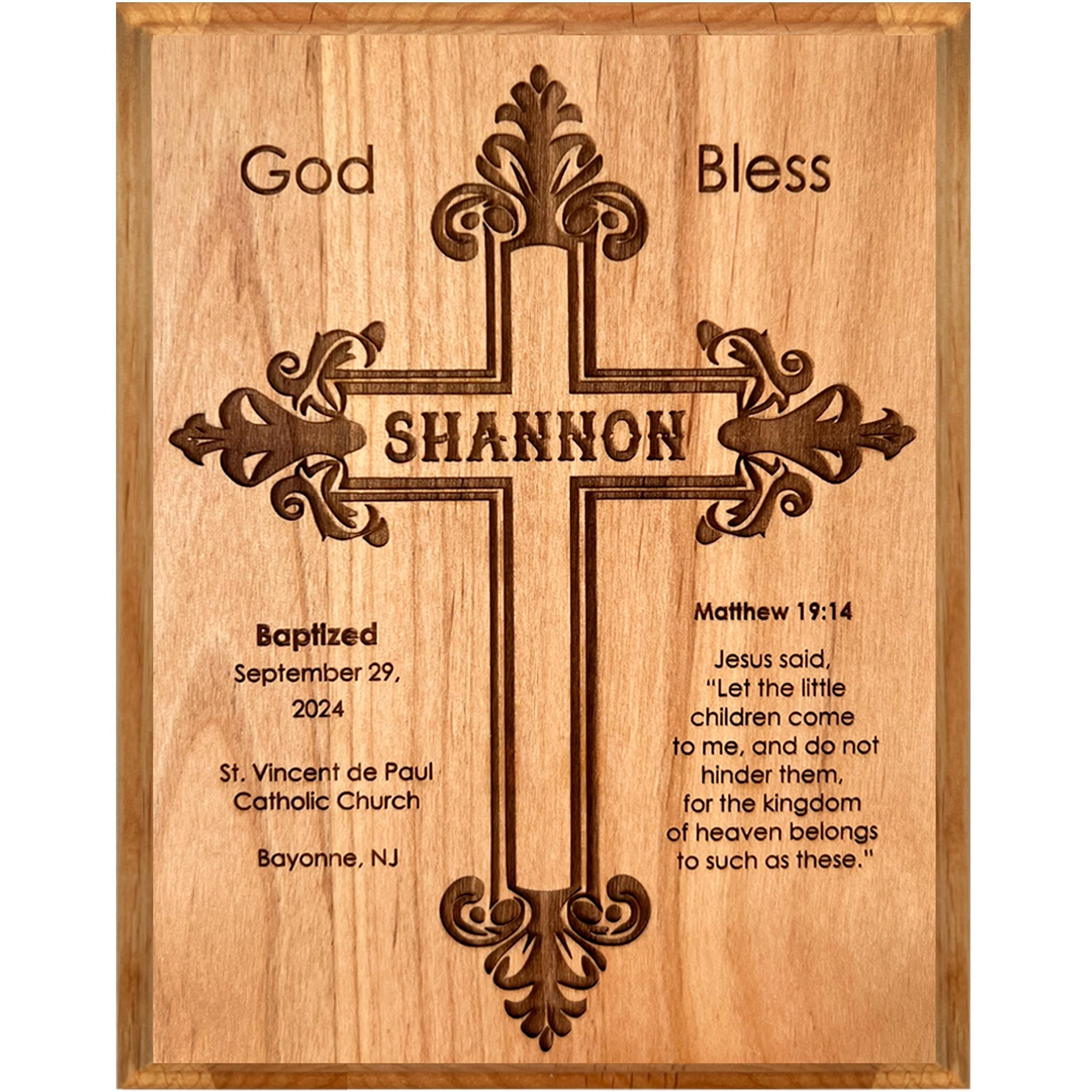 Personalized Baptism Cross Plaque, Laser Engraved Wooden Gift - Etsy
