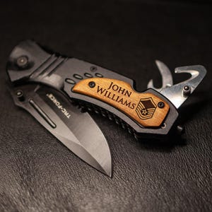 Air Force Rank Knife, Custom Air Force Gifts, USAF Personalized Pocket Knives, US Air Force Promotion Gift, USAF Military Retirement Gift