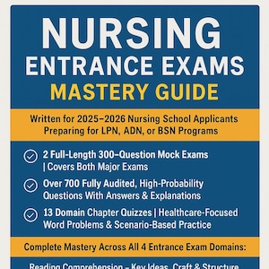 Nursing School Entrance Exam Study Guide: Math, Science, Reading (PDF Download