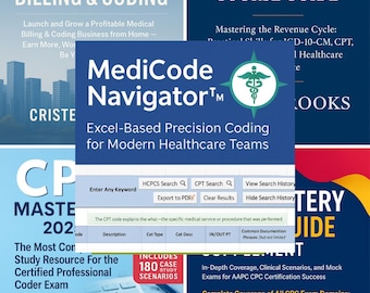 Medical Billing & Coding Business Startup Bundle | CPC Exam Prep Guides + MediCode Navigator Tool | Work From Home Career Kit | Super Hot!!!