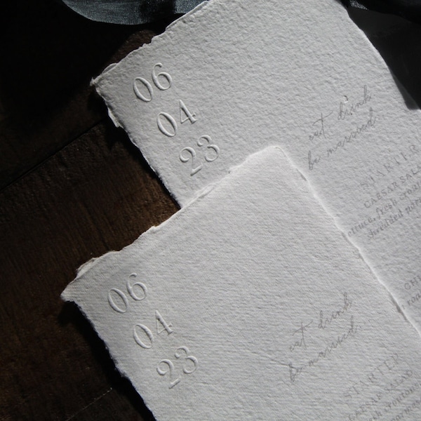 Deckled Edge Embossed Wedding Menu