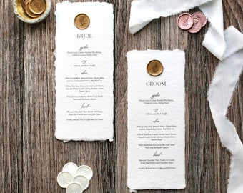 Wedding Menu (Set of 10)- Wedding Menu with Name