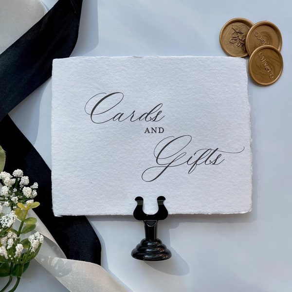 Wedding "Cards and Gifts" Sign- Handmade Deckled Paper- Wedding Signage