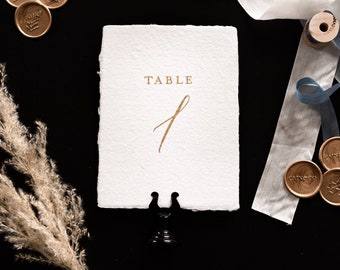 Gold Table Number- Deckled Edge Wedding Table Number