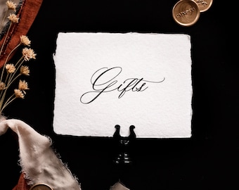 Chic Wedding 'Gifts' Sign on Deckled Paper - Elegant Wedding Decor