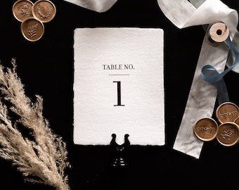 Modern Table Number- Deckled Edge Wedding Table Number