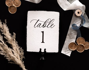 Numeri da tavolo per matrimoni con bordo sfrangiato - Carta di cotone