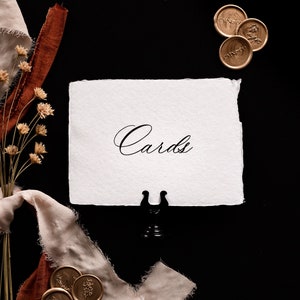 Wedding Cards Sign Handmade Deckled Paper Wedding Signage image 1
