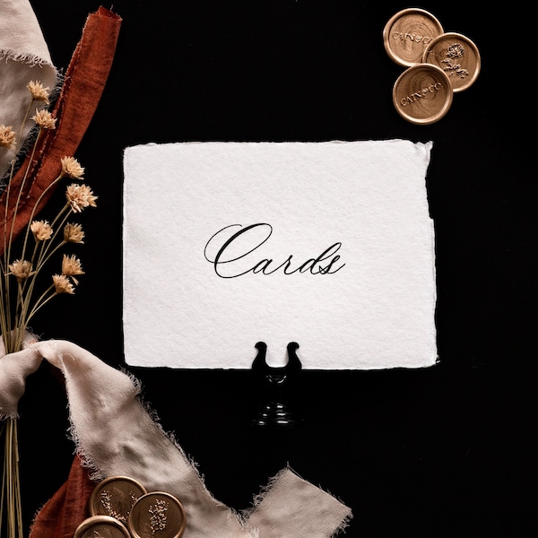 Wedding "Cards" Sign- Handmade Deckled Paper- Wedding Signage