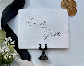 Wedding "Cards and Gifts" Sign- Handmade Deckled Paper- Wedding Signage