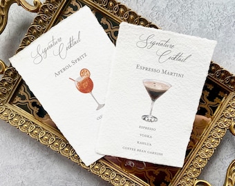 Wedding Cocktail Sign (sold individually)- Printed Deckled Cotton Sign- Signature Drink Sign