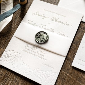 Letterpress Mountain Wedding Invitation Foil Mountain Wedding Invitation-Deposit for Invitation image 2