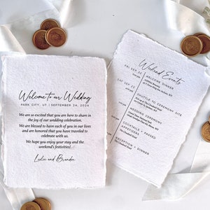 Tarjeta de itinerario de boda impresa: tarjeta de bienvenida a la boda (se vende en juegos de 10)