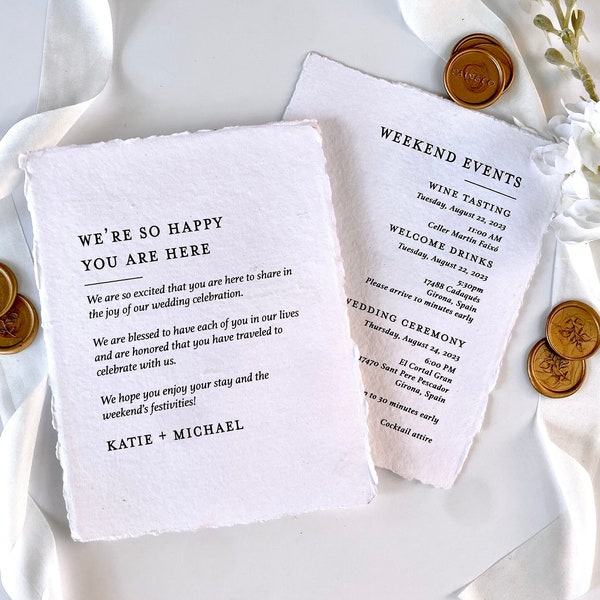 Printed Wedding Itinerary Card-Wedding Welcome Card (Sold in Sets of 10)