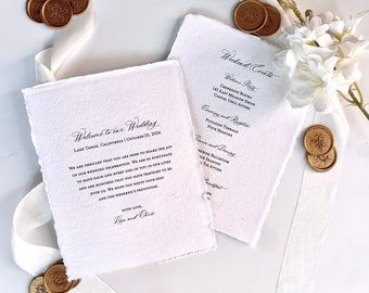 Printed Wedding Itinerary Card-Wedding Welcome Card (Sold in Sets of 10)
