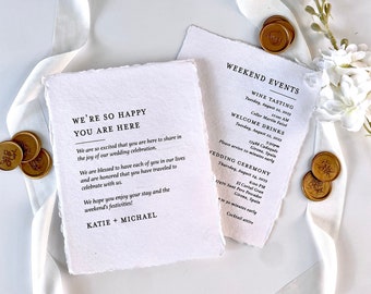 Printed Wedding Itinerary Card-Wedding Welcome Card (Sold in Sets of 10)