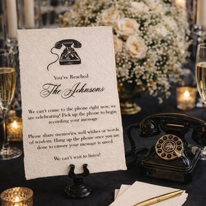 Audio-gastenboekbord voor bruiloft - handgemaakt papier met decors - laat een bericht voor ons achter Aanpasbaar