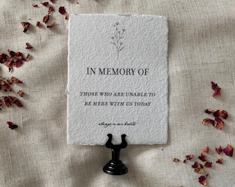 In Loving Memory Wedding Sign – Handmade Deckled Edge Cotton Paper
