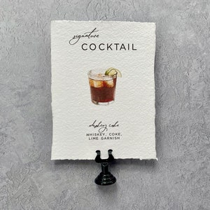 Wedding Cocktail Sign (sold individually) - Printed Deckled Cotton Sign- Signature Drink Sign