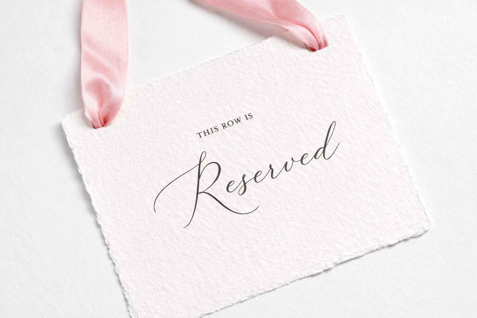 This Row is Reserved Wedding Sign | Handmade, Deckled, Silk Ribbon ...