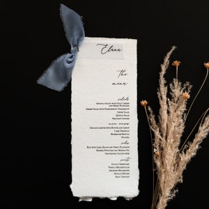 Deckled Edge Menu with Place Card Sold in Sets of 10 Frayed Silk Ribbon image 5