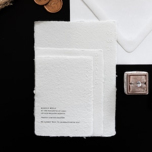 Embossed Wedding Invitation Suite Sold in Sets of 10 Custom Wedding Invitation Handmade Deckled Paper image 4