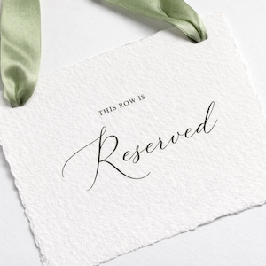 This Row is Reserved Wedding Sign | Handmade, Deckled, Silk Ribbon ...