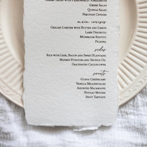 Deckled Edge Menu with Place Card Sold in Sets of 10 Frayed Silk Ribbon image 3