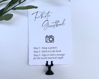 Photo Guest Book Wedding Sign- Deckled Edge Paper