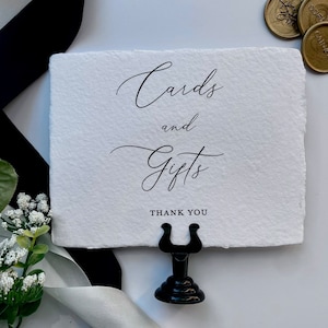 Plaque de mariage « Cartes et cadeaux » - Papier taché fait main - Signalétique de mariage