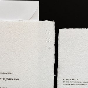 Embossed Wedding Invitation Suite Sold in Sets of 10 Custom Wedding Invitation Handmade Deckled Paper image 6