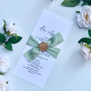 Elegant minimaal bruiloftsmenu-zijden lint- lakzegel (set van 10)